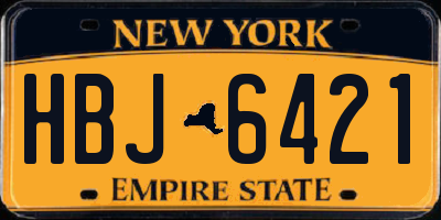 NY license plate HBJ6421