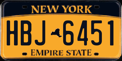 NY license plate HBJ6451
