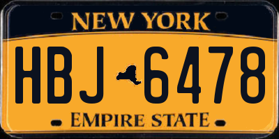 NY license plate HBJ6478