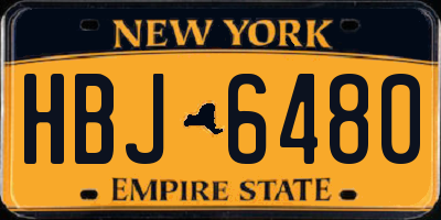 NY license plate HBJ6480