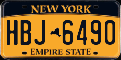 NY license plate HBJ6490