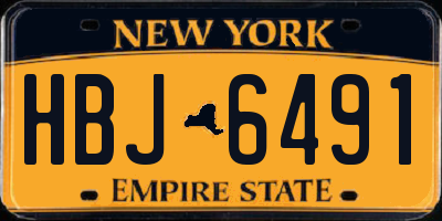 NY license plate HBJ6491