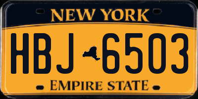 NY license plate HBJ6503