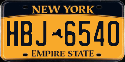 NY license plate HBJ6540