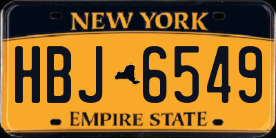 NY license plate HBJ6549