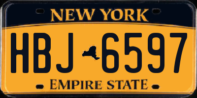 NY license plate HBJ6597