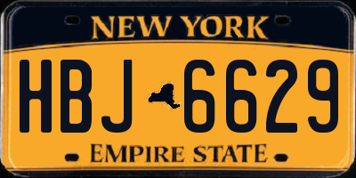 NY license plate HBJ6629