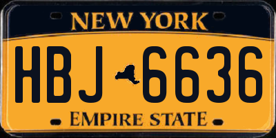 NY license plate HBJ6636