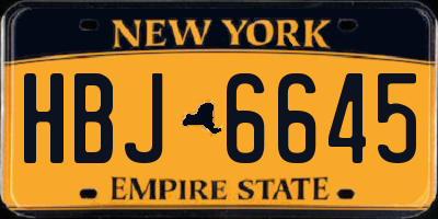 NY license plate HBJ6645