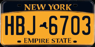 NY license plate HBJ6703