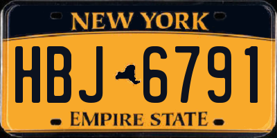 NY license plate HBJ6791