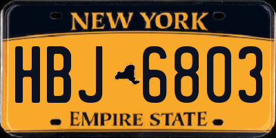 NY license plate HBJ6803