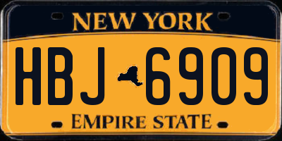 NY license plate HBJ6909