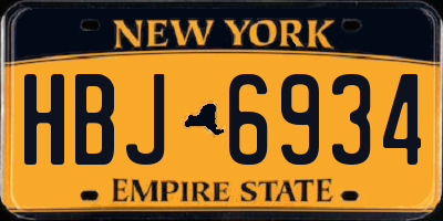 NY license plate HBJ6934