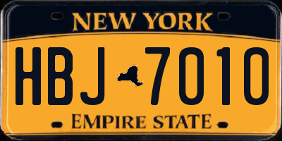 NY license plate HBJ7010