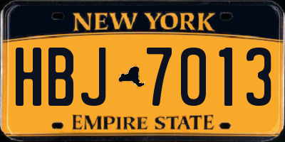 NY license plate HBJ7013