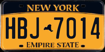 NY license plate HBJ7014