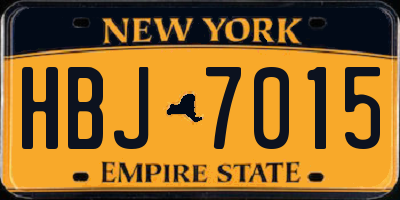 NY license plate HBJ7015