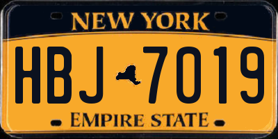 NY license plate HBJ7019