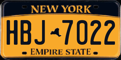 NY license plate HBJ7022