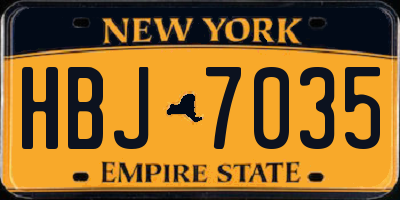 NY license plate HBJ7035