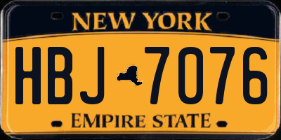 NY license plate HBJ7076