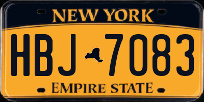 NY license plate HBJ7083