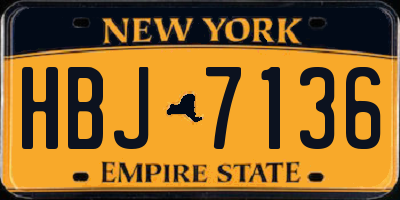NY license plate HBJ7136