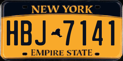 NY license plate HBJ7141