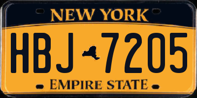 NY license plate HBJ7205