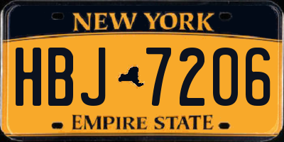 NY license plate HBJ7206