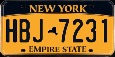 NY license plate HBJ7231