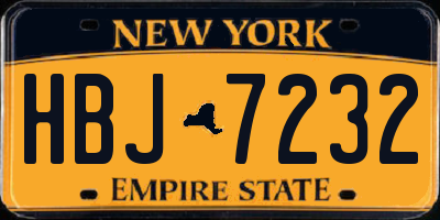 NY license plate HBJ7232
