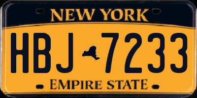NY license plate HBJ7233