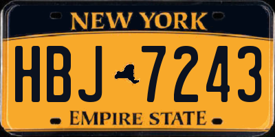 NY license plate HBJ7243