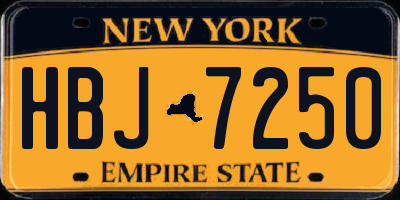 NY license plate HBJ7250