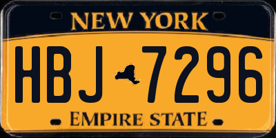 NY license plate HBJ7296