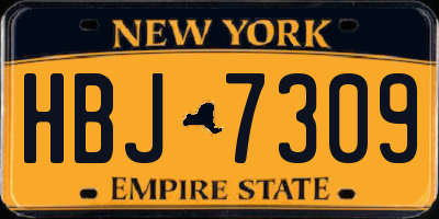 NY license plate HBJ7309