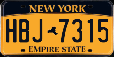 NY license plate HBJ7315