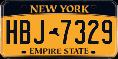 NY license plate HBJ7329