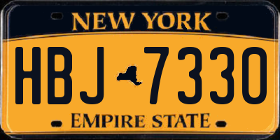 NY license plate HBJ7330