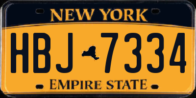 NY license plate HBJ7334