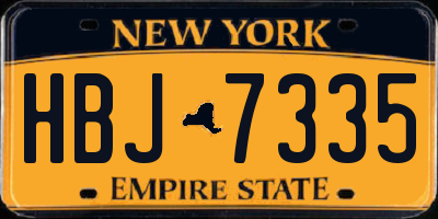 NY license plate HBJ7335
