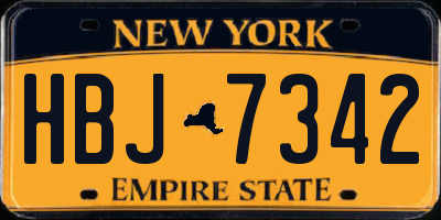 NY license plate HBJ7342