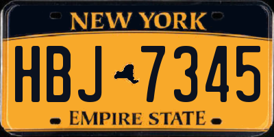 NY license plate HBJ7345