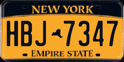 NY license plate HBJ7347