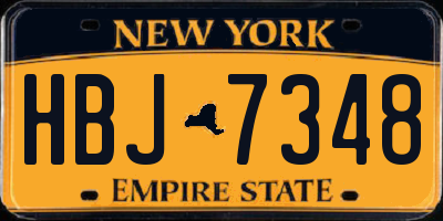 NY license plate HBJ7348