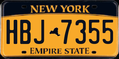 NY license plate HBJ7355