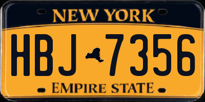 NY license plate HBJ7356