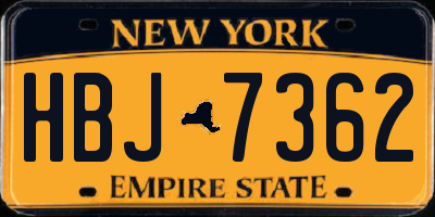 NY license plate HBJ7362